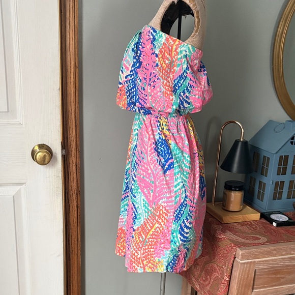 LILLY PULITZER Colorful Leaf Print Strapless Dress - Picture 5 of 6